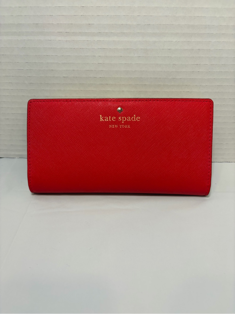 Kate Spade Red Saffiano bifold Wallet with Gold Logo
